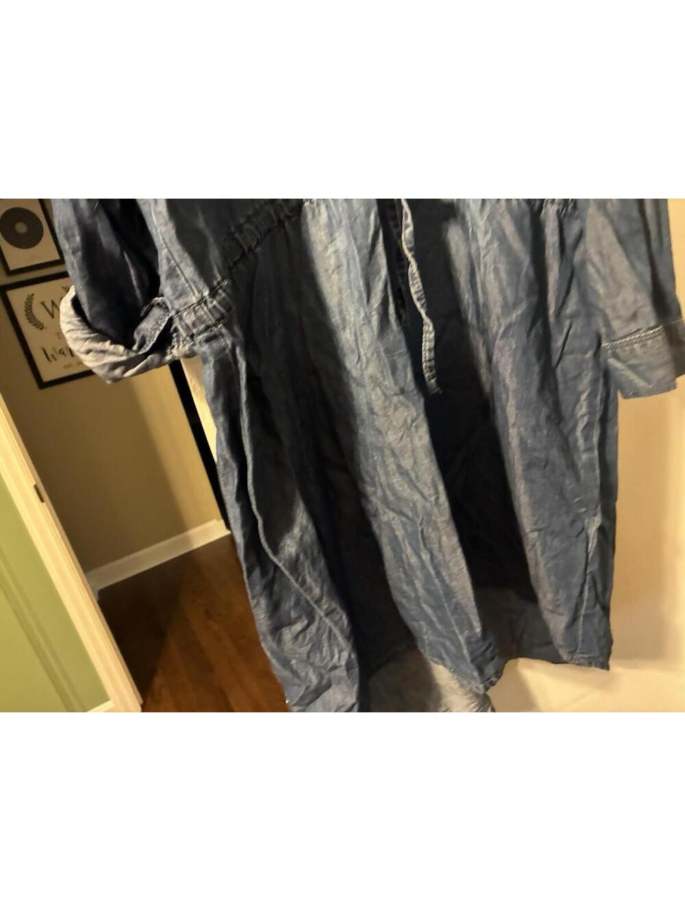 Gloria Vanderbilt "Ashleigh" Chambray Denim Shirt Dress - Size Large - Picture 6 of 7